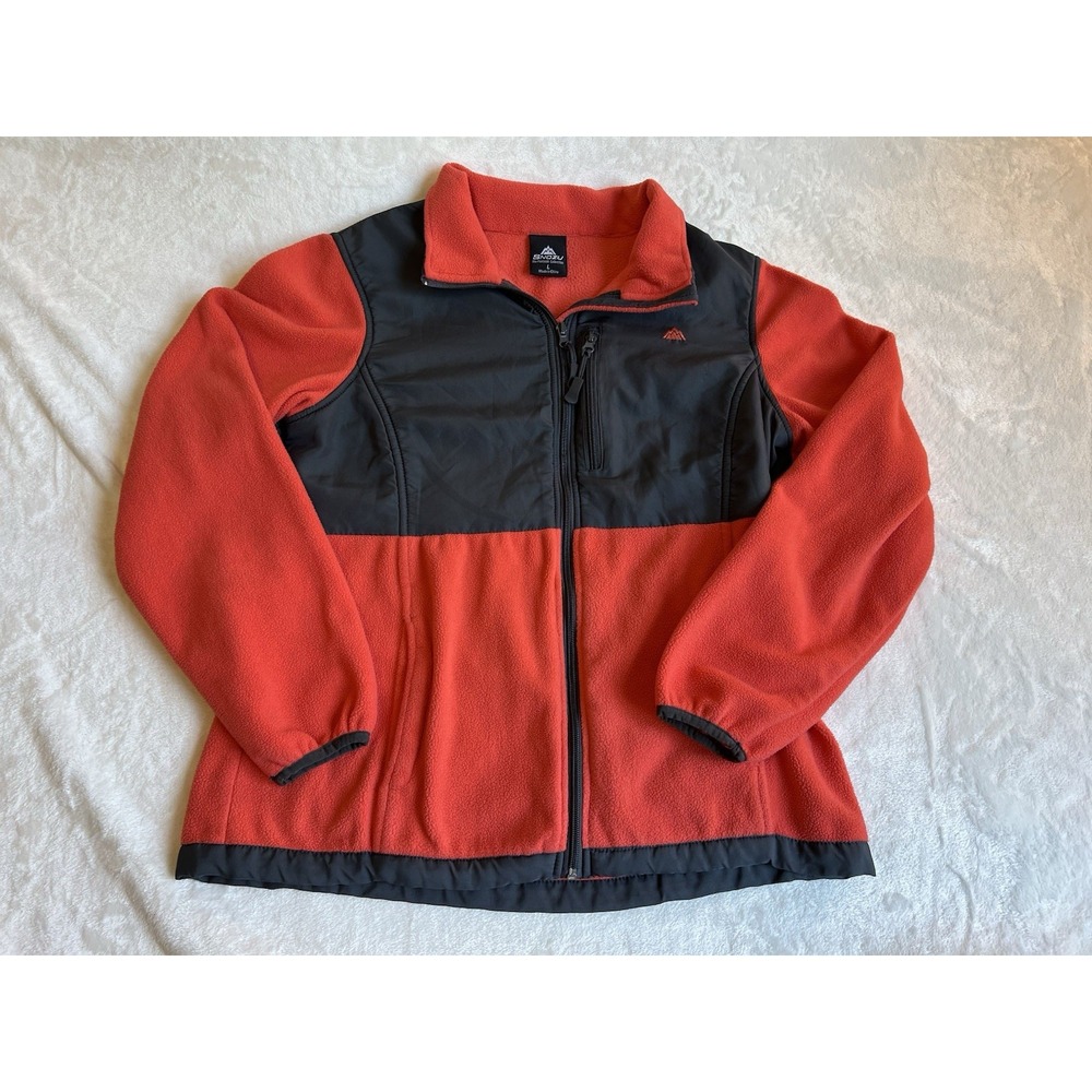 Snozu Performance Fleece Men's Jacket Orange and Black Full‎ Zip Sz L